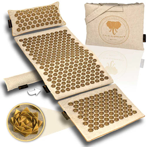 Tapis d’acupression haut de gamme dans un ensemble XL de 5 pièces Beige