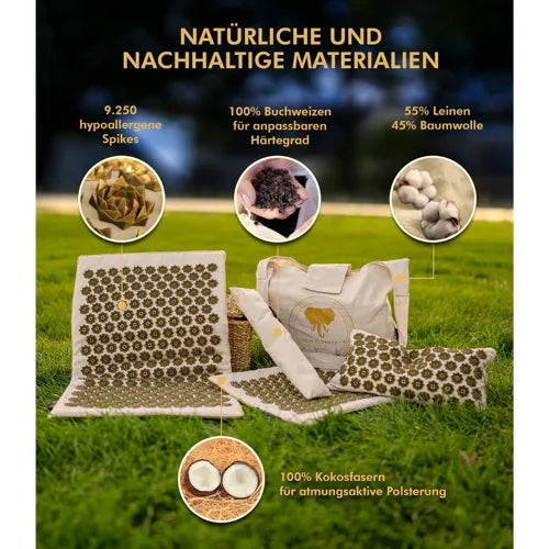 Tapis d’acupression haut de gamme dans un ensemble XL de 5 pièces Beige